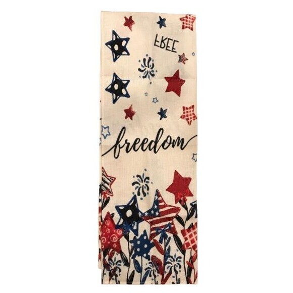 Table Runner 13x72in Woven Polyester Patriotic Freedom Stars Free - Picture 1 of 2
